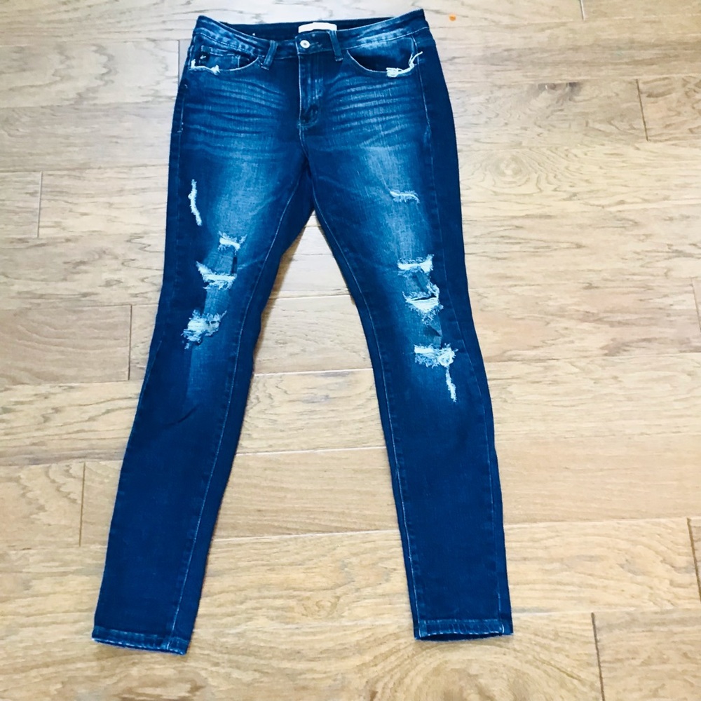 KanCan Distressed Dark Blue Skinny Jeans